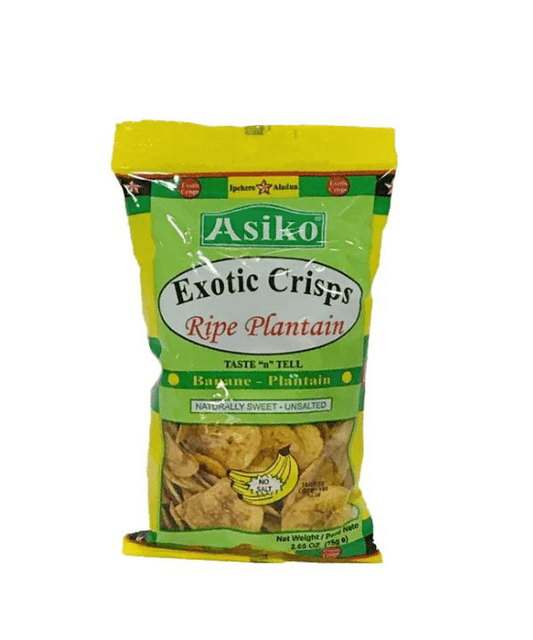 Asiko Exotic Unsalted Plantain Chips 75g – Green – SINGLE